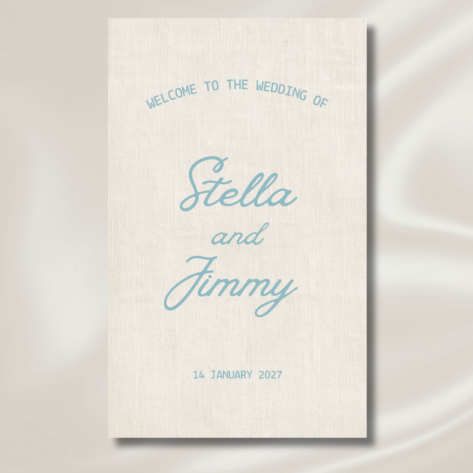 linen welcome sign