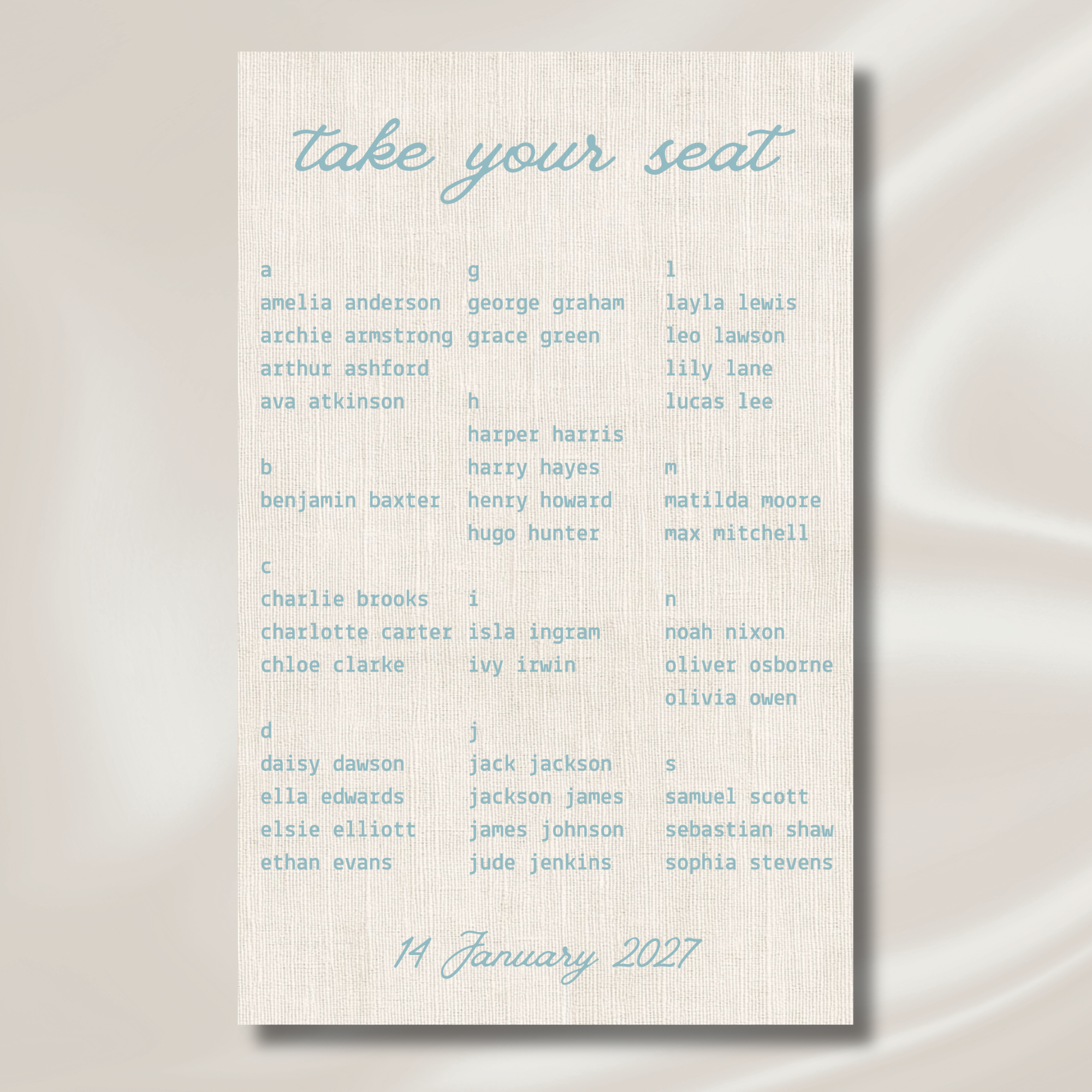 linen seating chart